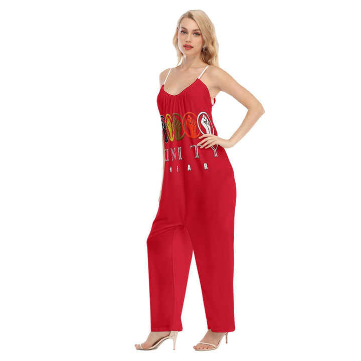 Unity Wear Women's Red Loose Cami Jumpsuit