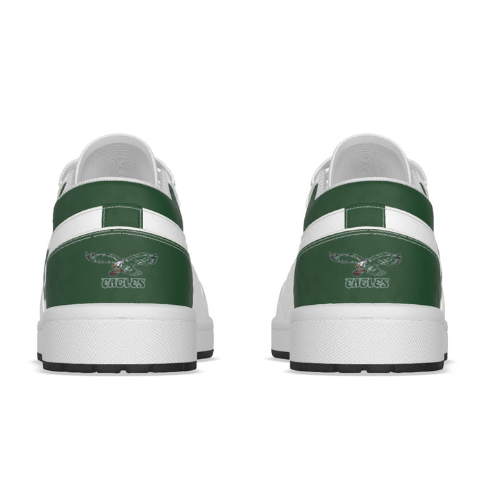 Old School Eagles Kelly Green Heel and White Synthetic Leather Stitching Low-Top Shoes