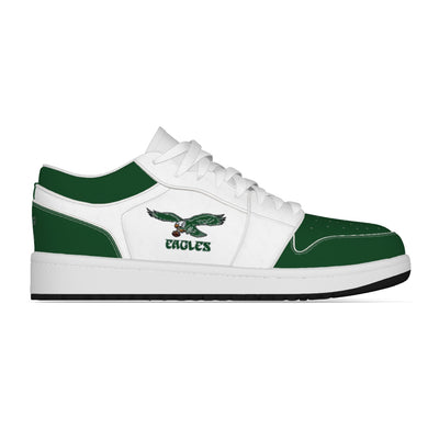 Old School Kelly Green and White Eagles Synthetic Leather Stitching Low-Top Shoes