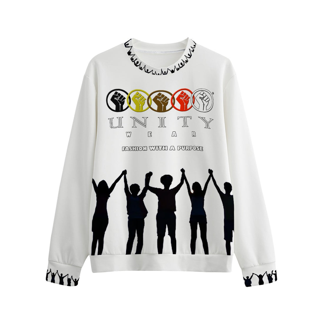 Unity Wear Shared White with Black Print Unisex O-Neck Sweatshirt | 310GSM Cotton