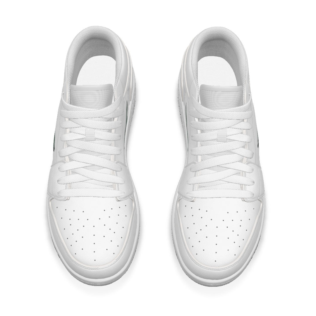 Old School All-White Eagles Synthetic Leather Stitching Low-Top Shoes