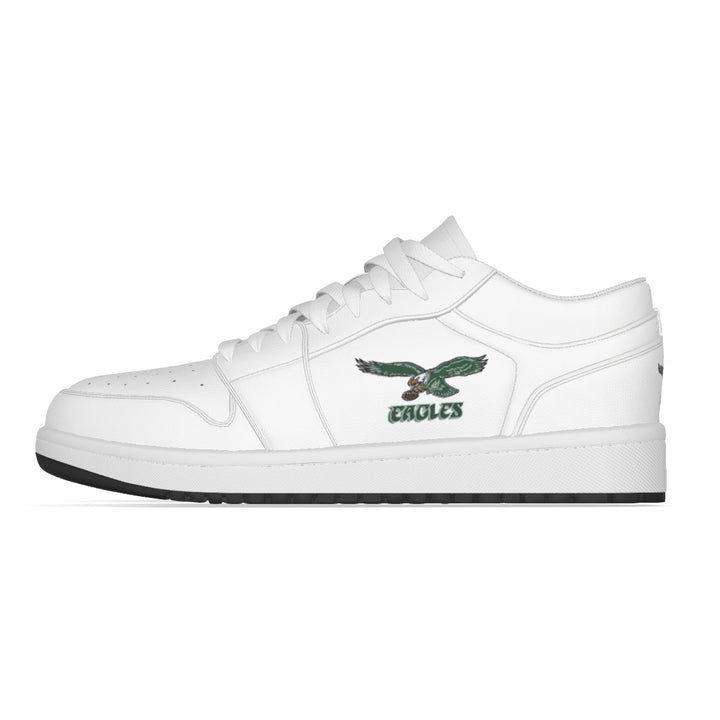 Old School All-White Eagles Synthetic Leather Stitching Low-Top Shoes