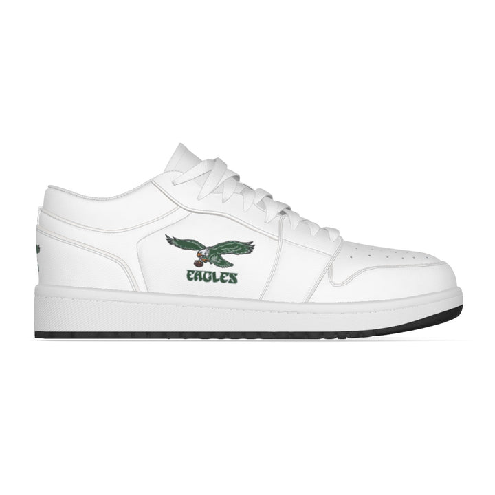 Old School All-White Eagles Synthetic Leather Stitching Low-Top Shoes