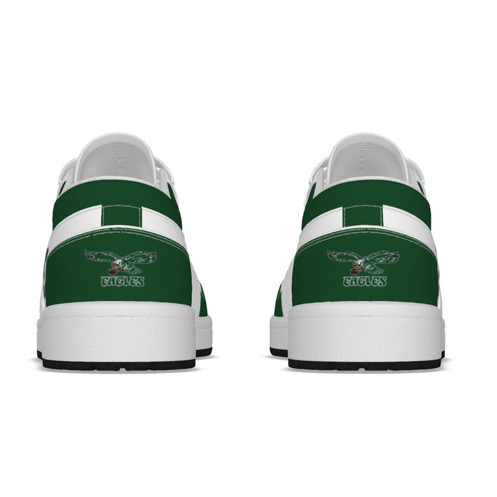 Old School Kelly Green and White Eagles Synthetic Leather Stitching Low-Top Shoes