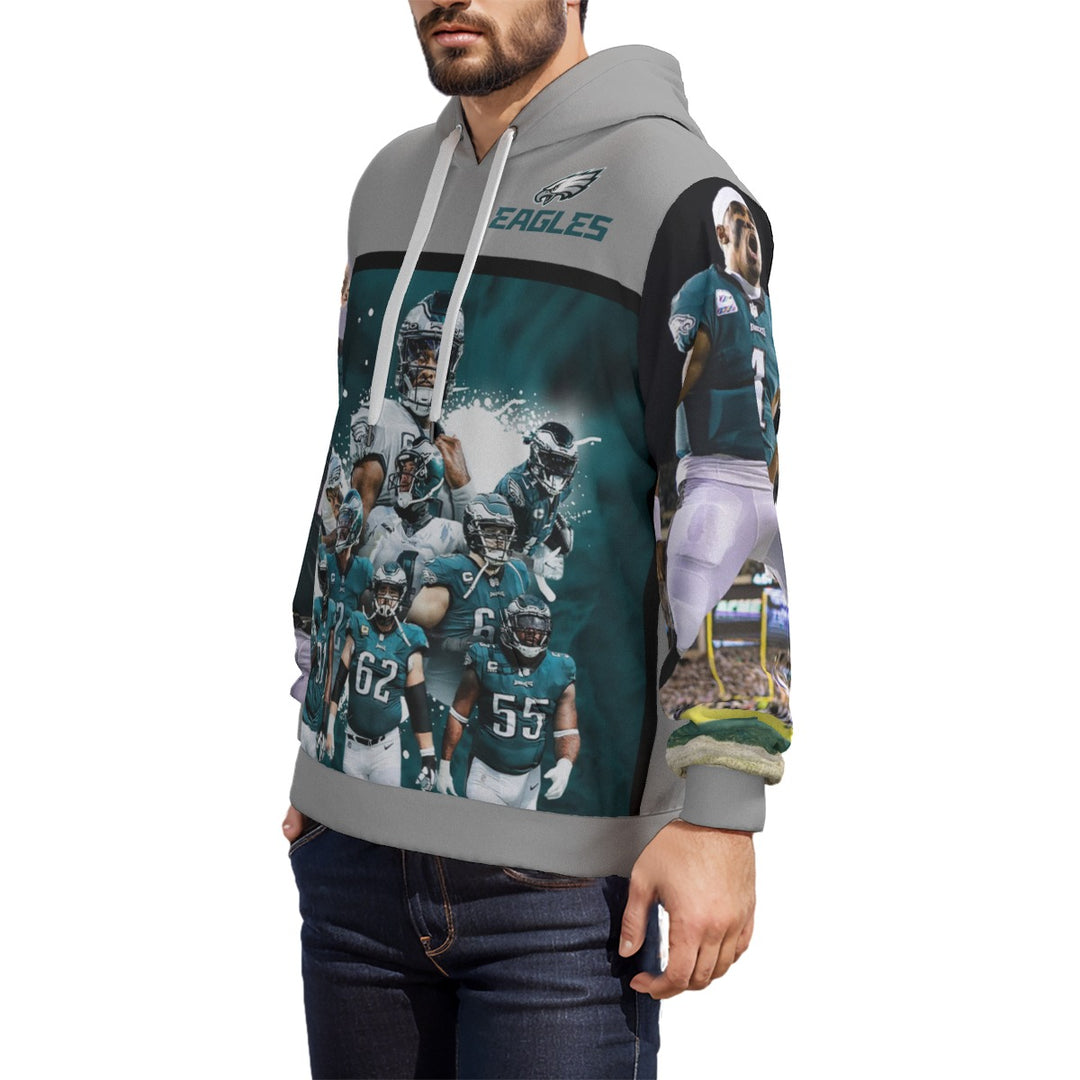 Eagles Team Grey All-Over Print Unisex Pullover Hoodie | 310GSM Cotton