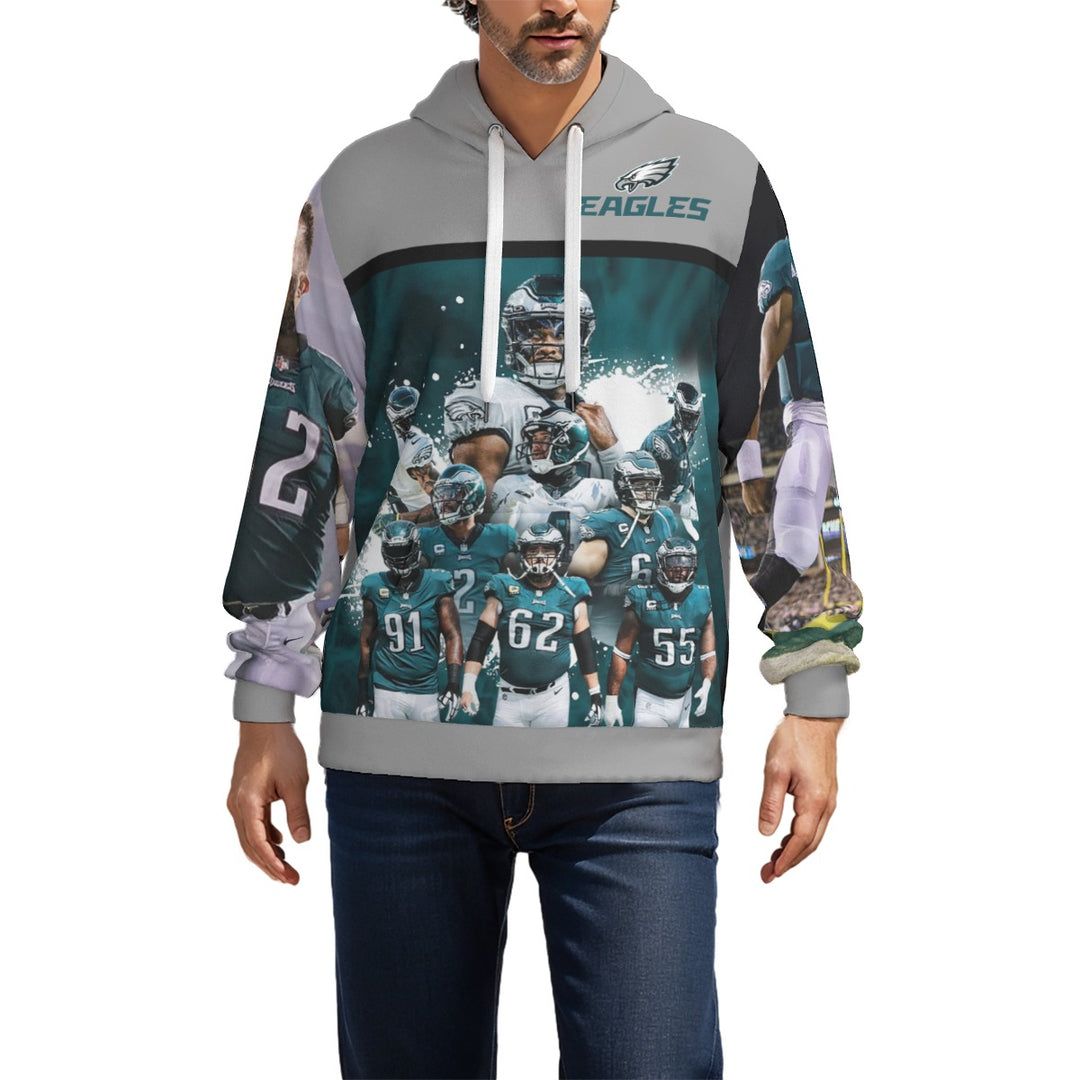 Eagles Team Grey All-Over Print Unisex Pullover Hoodie | 310GSM Cotton