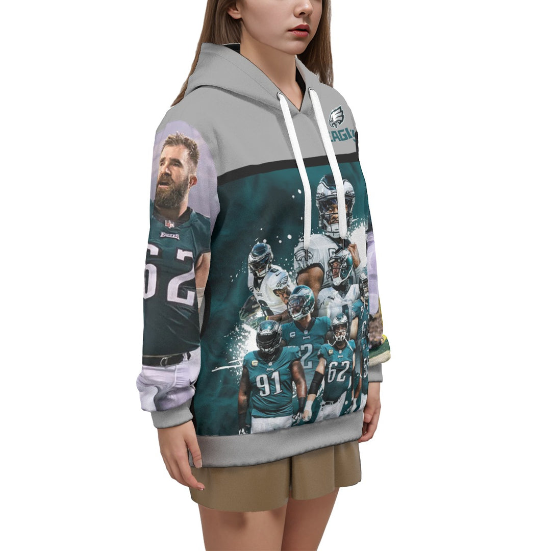 Eagles Team Grey All-Over Print Unisex Pullover Hoodie | 310GSM Cotton