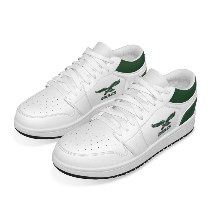 Old School Eagles Kelly Green Heel and White Synthetic Leather Stitching Low-Top Shoes