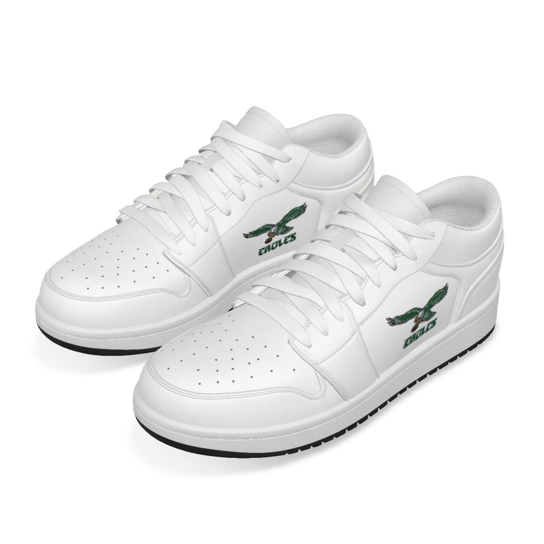 Old School All-White Eagles Synthetic Leather Stitching Low-Top Shoes