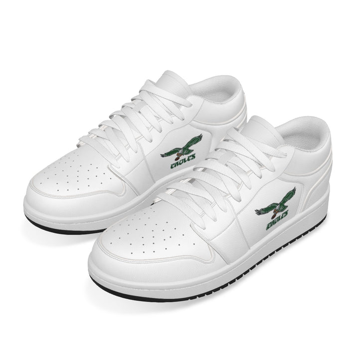 Old School All-White Eagles Synthetic Leather Stitching Low-Top Shoes