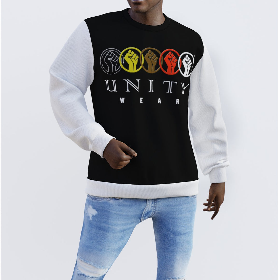 Black Unity Wear Unisex White Sleeve Pullover Sweater
