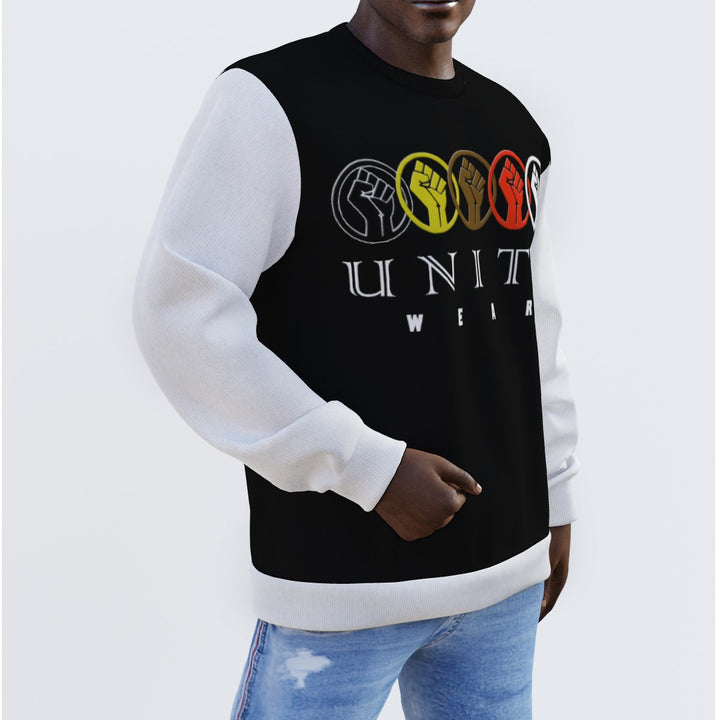 Black Unity Wear Unisex White Sleeve Pullover Sweater