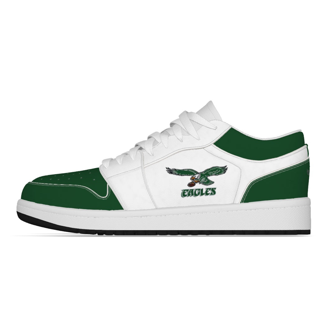 Old School Kelly Green and White Eagles Synthetic Leather Stitching Low-Top Shoes