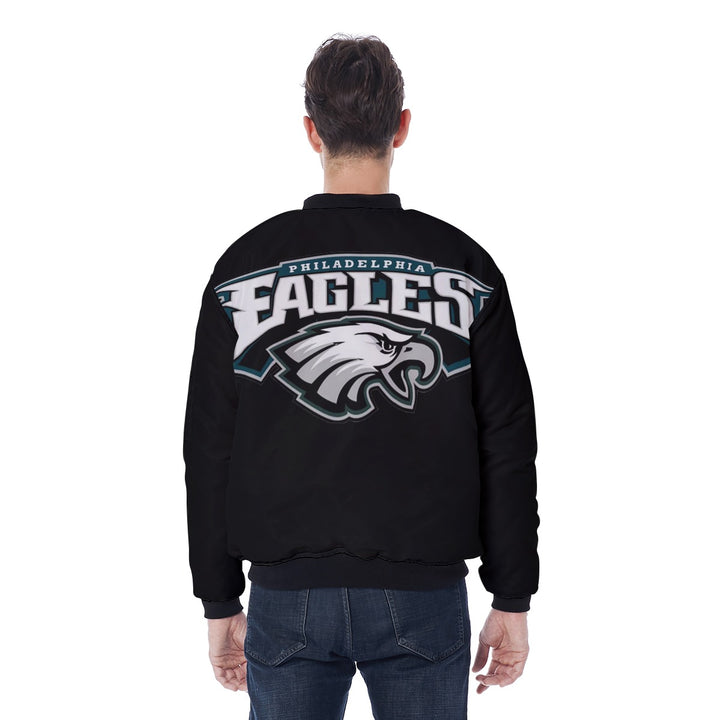 New School Eagles Men's Green and Black Bomber Jacket