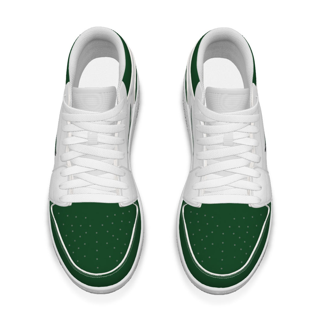 Old School Kelly Green and White Eagles Synthetic Leather Stitching Low-Top Shoes