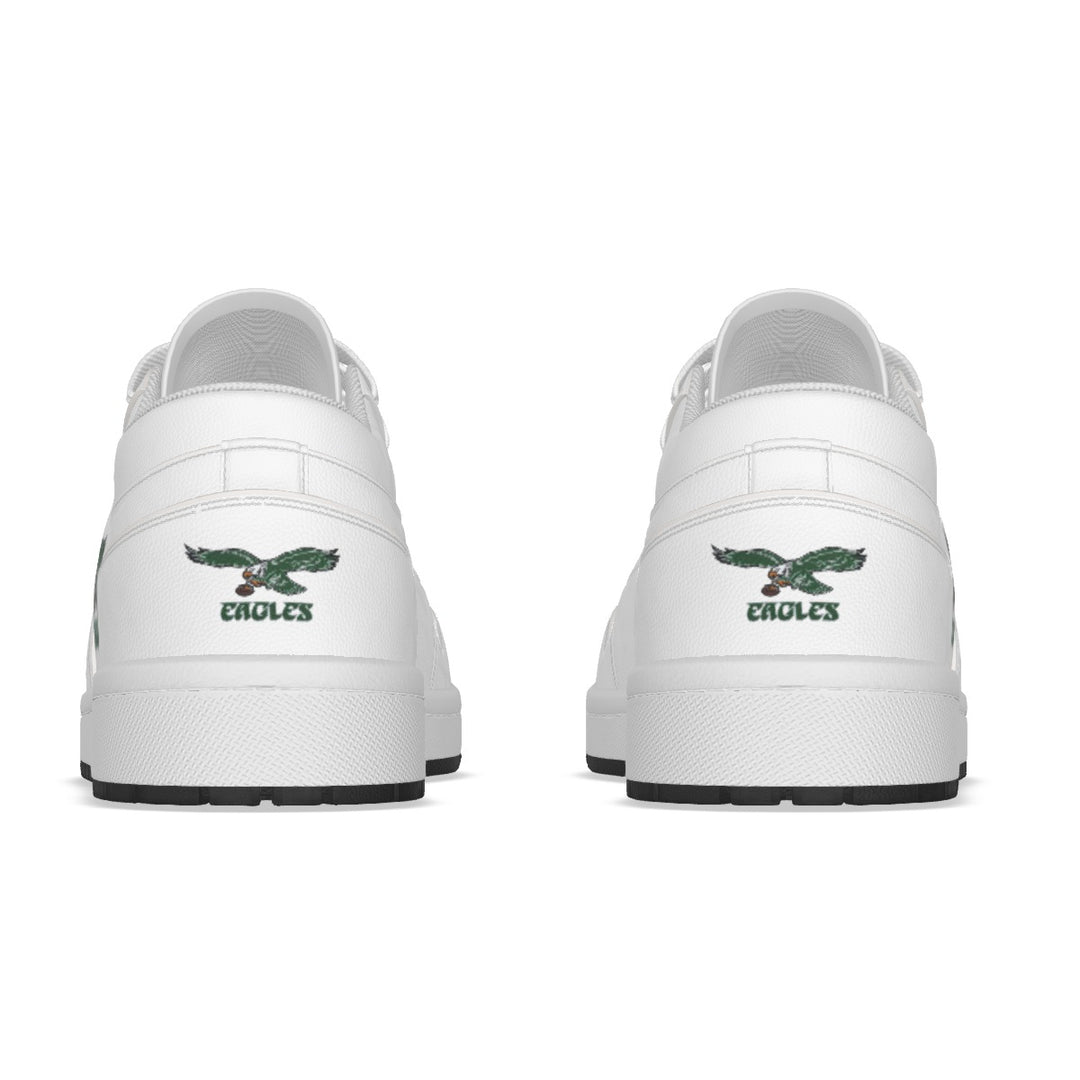 Old School All-White Eagles Synthetic Leather Stitching Low-Top Shoes