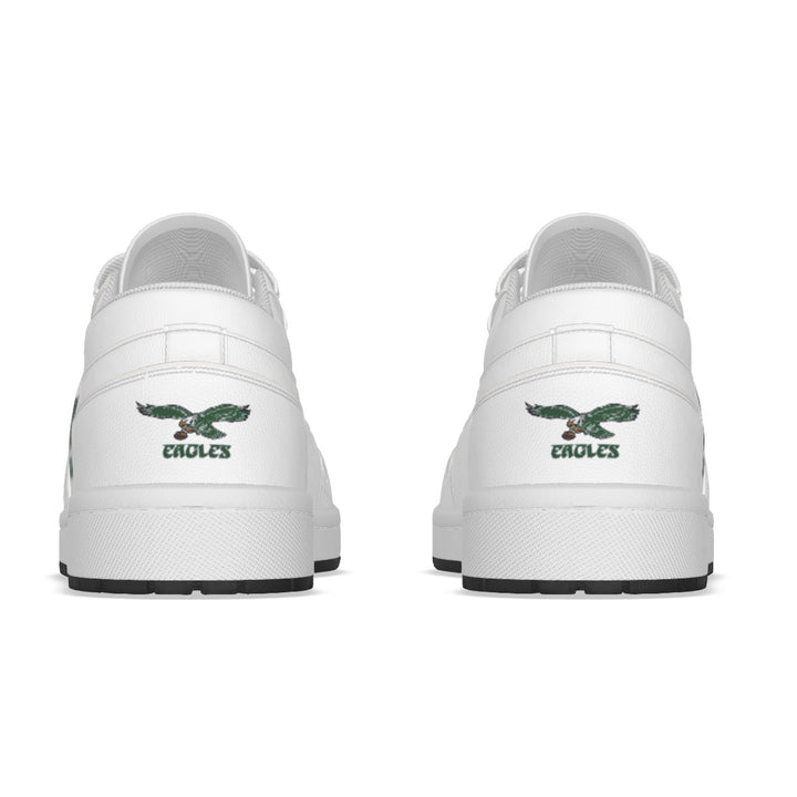 Old School All-White Eagles Synthetic Leather Stitching Low-Top Shoes