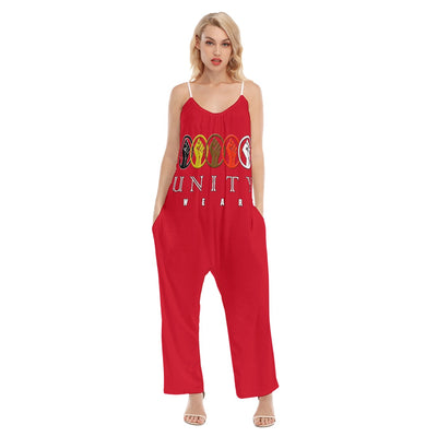 Unity Wear Women's Red Loose Cami Jumpsuit