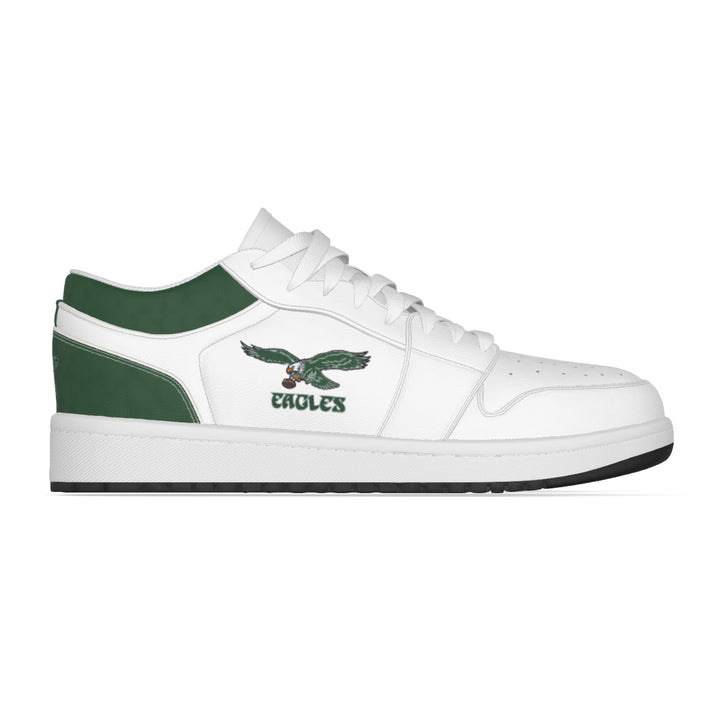 Old School Eagles Kelly Green Heel and White Synthetic Leather Stitching Low-Top Shoes