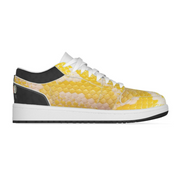 Unity Wear Men's Albino Boa Low Top Leather Stitching with Black Heel Shoes