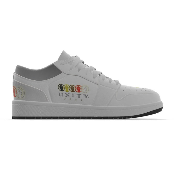 Unity 1's Men's White and Grey-Dation Heel Synthetic Leather Stitching