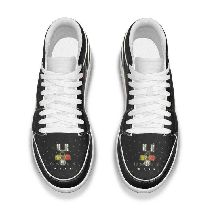 Unity Wear Men's Full-Black Unity 1's Low-Top Leather Stitching Shoes