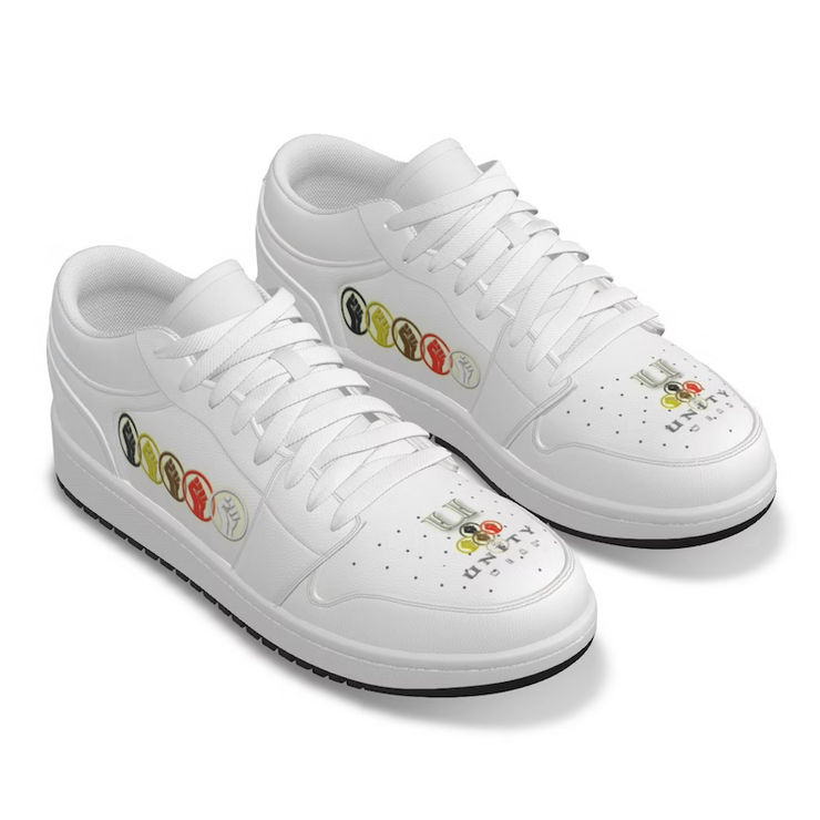 Unity Wear Men's Full-White Unity 1's Low-Top Leather Stitching Shoes