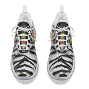 Unity Wear White Tiger Men's Light Sports Shoes with Black Tongue