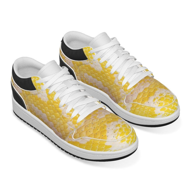 Unity Wear Men's Albino Boa Low Top Leather Stitching with Black Heel Shoes