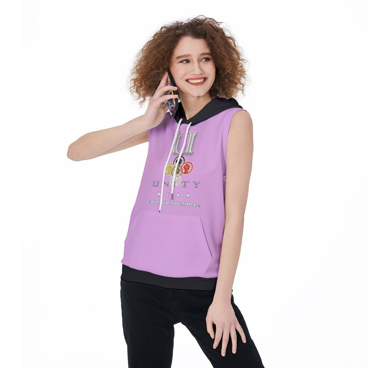 Unity Wear Women's Hot Pink Sleeveless Black Hoodie