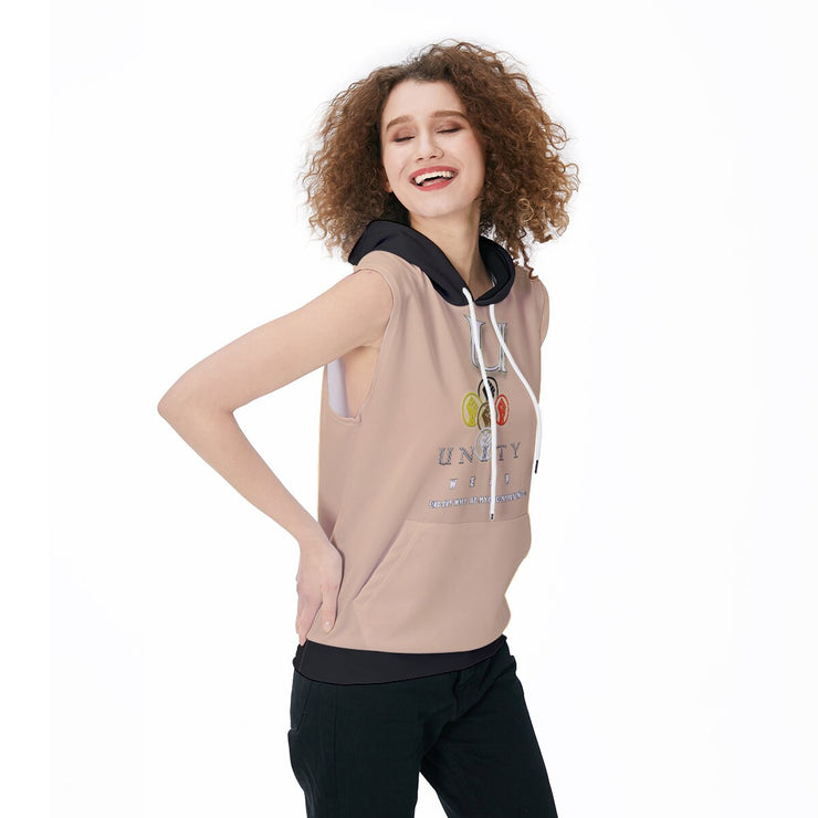 Unity Wear Women's Beige Sleeveless Black Hoodie