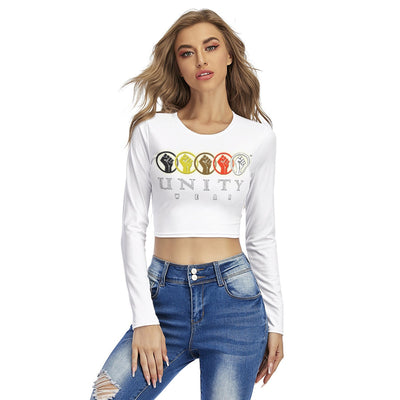 Unity Wear Women's White Round Neck Crop Top T-Shirt