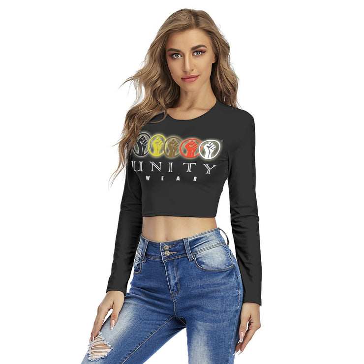Unity Wear Women's Black Round Neck Crop Top T-Shirt