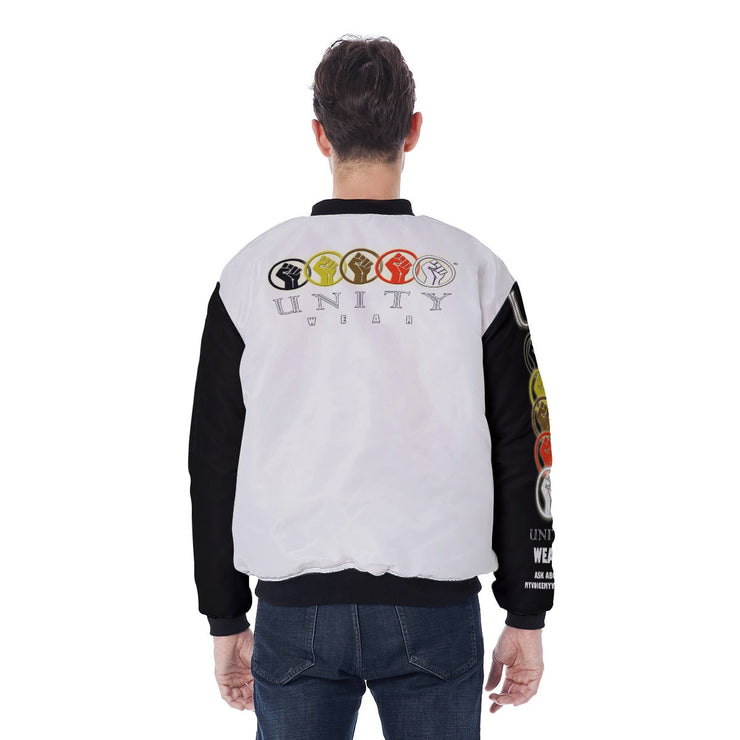 Unity Wear Full Print Men's Black with White Back Bomber Jacket