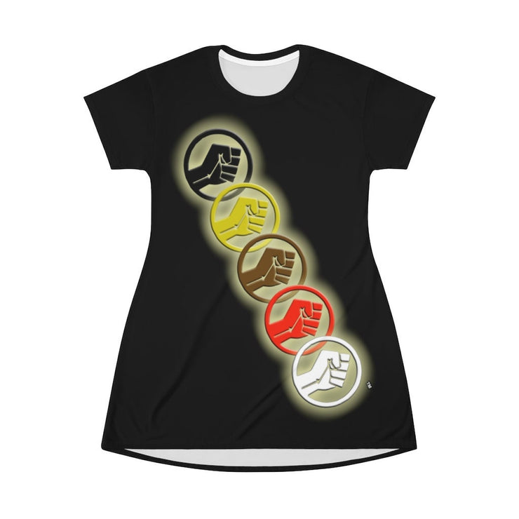 Unity Wear Black large Front Print T-Shirt Dress
