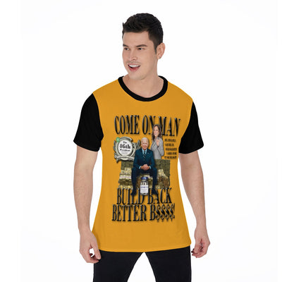 MyVoiceMyVote.Net© Come on Man B4 Men's O-Neck Gold and Black T-Shirt