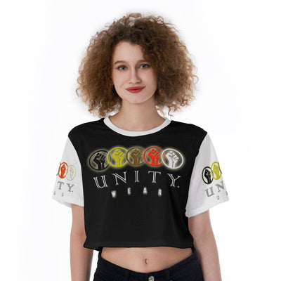 MyVoiceMyVote.Net© Unity Wear Black and White Print Cropped T-Shirt