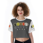 MyVoiceMyVote.Net© Unity Wear Charcoal Grey and White Print Cropped T-Shirt