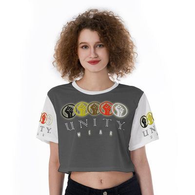 MyVoiceMyVote.Net© Unity Wear Charcoal Grey and White Print Cropped T-Shirt
