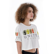 MyVoiceMyVote.Net© Unity Wear All-White Print Cropped T-Shirt