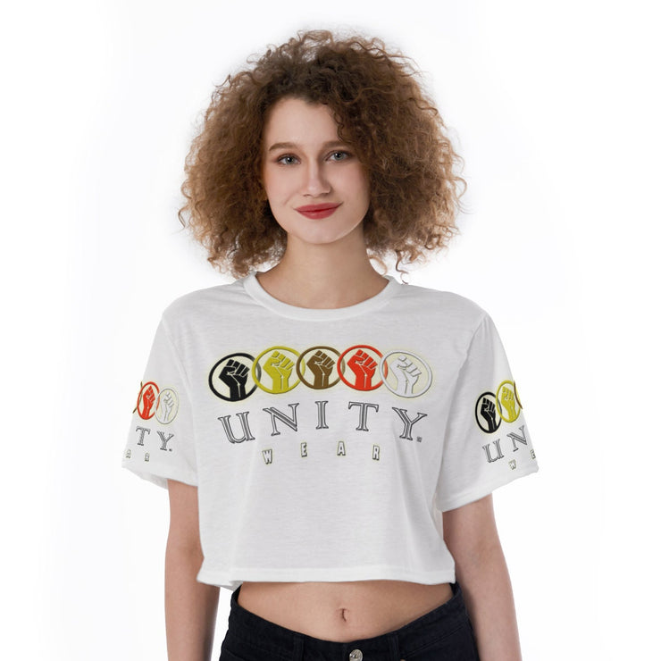 MyVoiceMyVote.Net© Unity Wear All-White Print Cropped T-Shirt