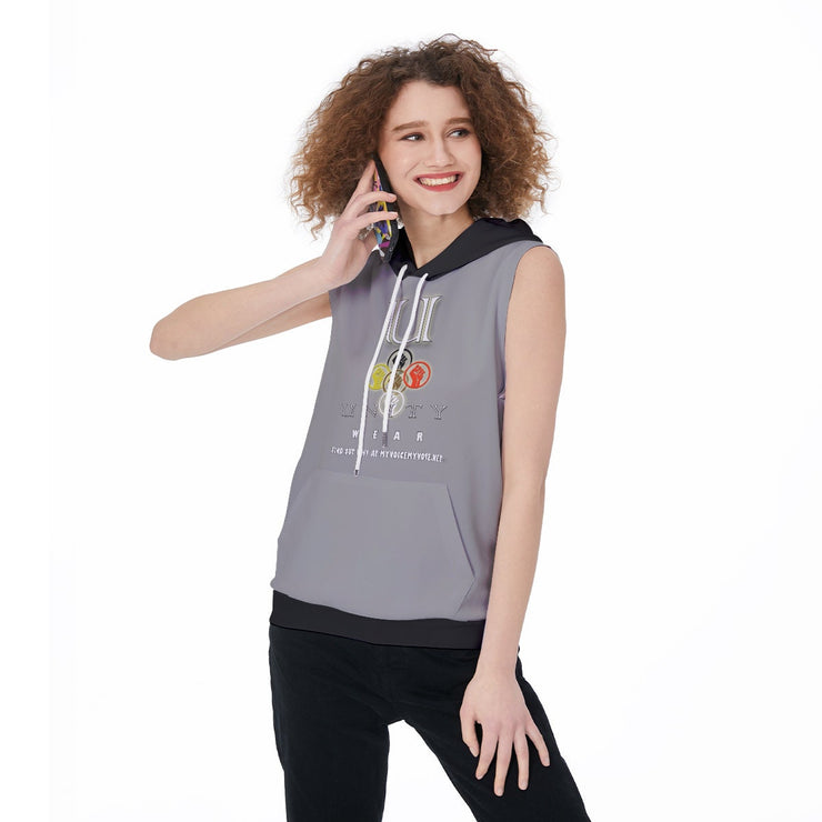 Unity Wear Women's Grey Sleeveless Black Hoodie
