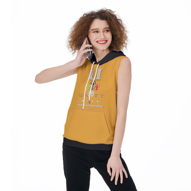 Unity Wear Women's Gold Sleeveless Black Hoodie