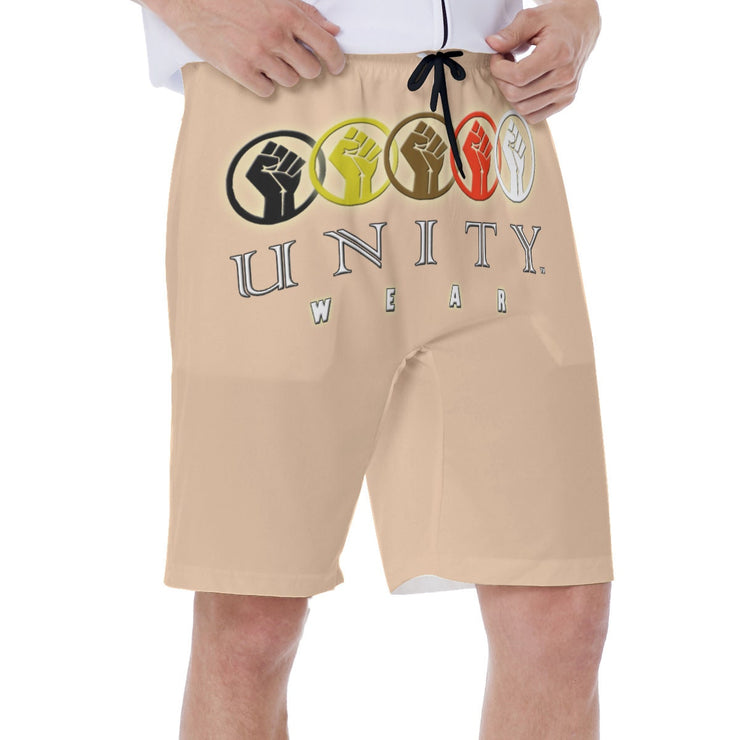Unity Wear Full Print Men's Beige Beach Shorts
