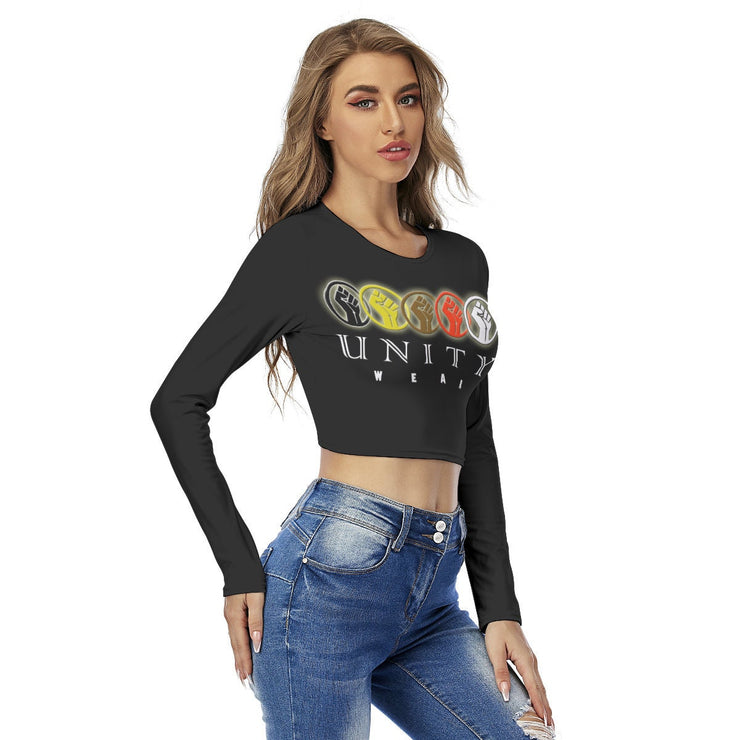Unity Wear Women's Black Round Neck Crop Top T-Shirt