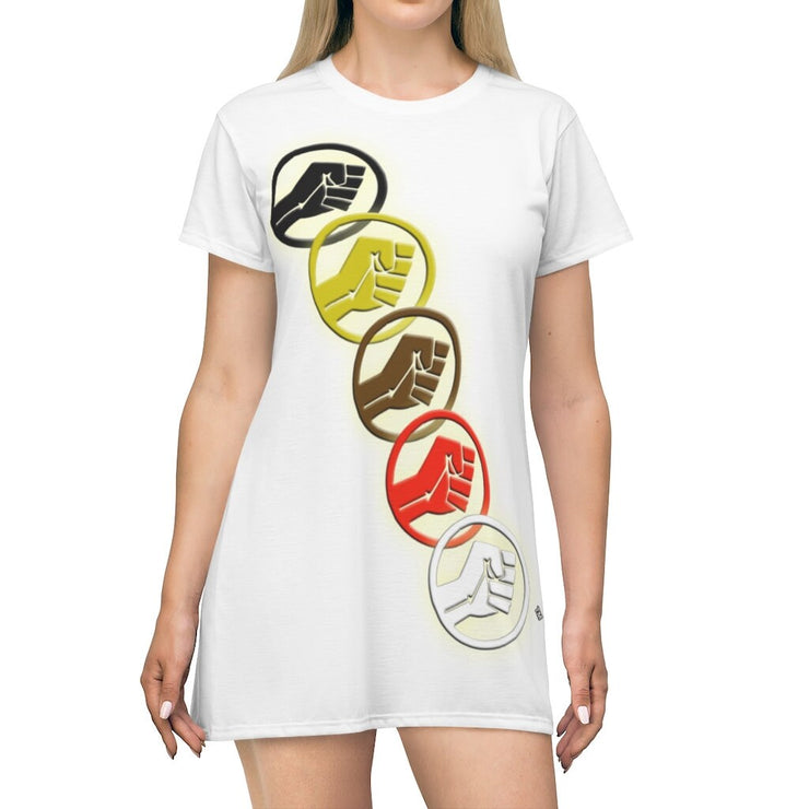 Unity Wear White Large Front Print T-Shirt Dress