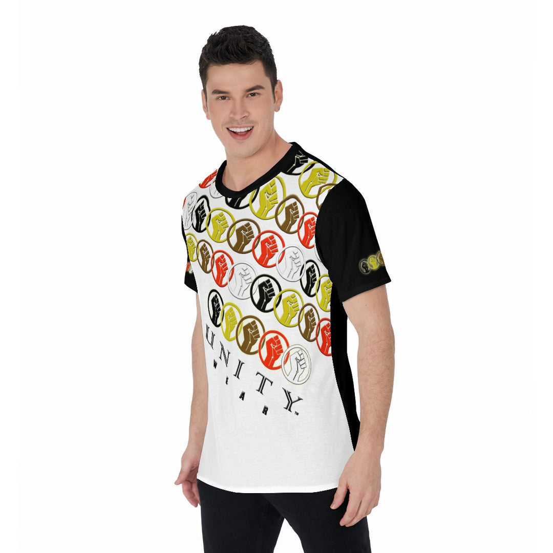 Unity Wear White on Black All-Over Print Men's O-Neck T-Shirt