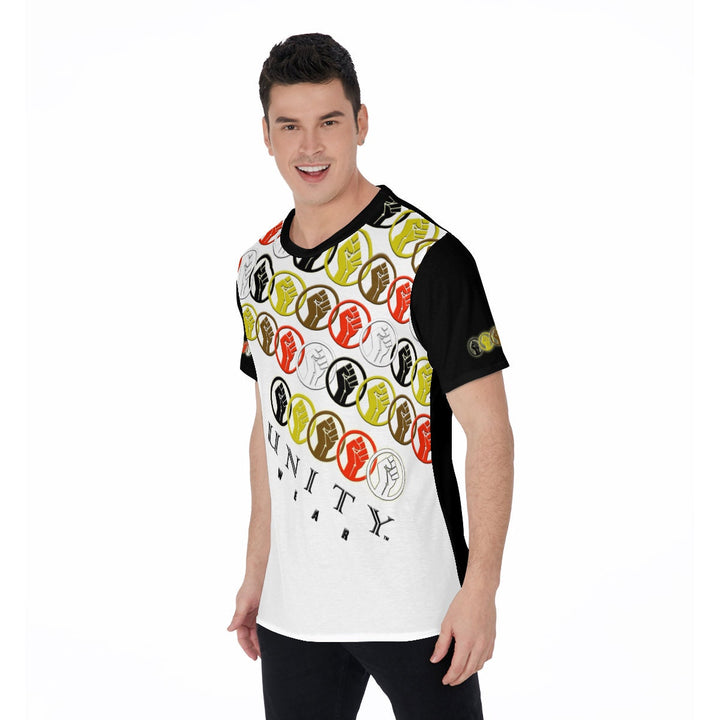 Unity Wear White on Black All-Over Print Men's O-Neck T-Shirt