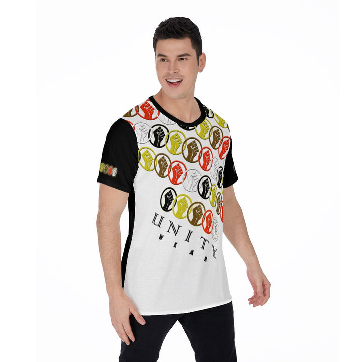 Unity Wear White on Black All-Over Print Men's O-Neck T-Shirt