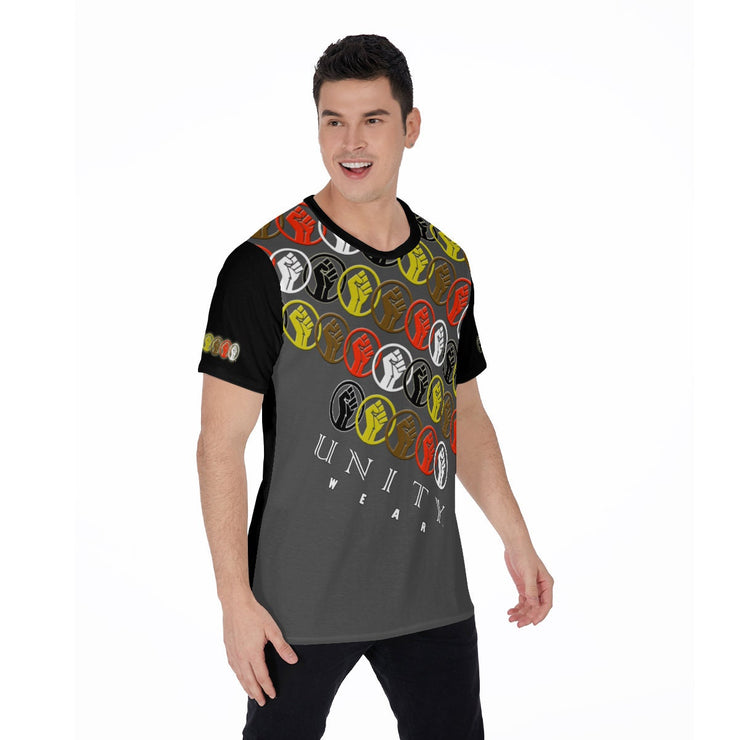 Unity Wear Charcoal Grey on Black All-Over Print Men's O-Neck T-Shirt
